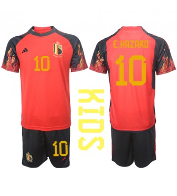 Belgien Eden Hazard #10 Hjemmebanesæt Børn VM 2022 Kort ærmer (+ korte bukser)